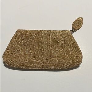 Elegant Vintage Gold Clutch Bag - Genuine Lurette Corde